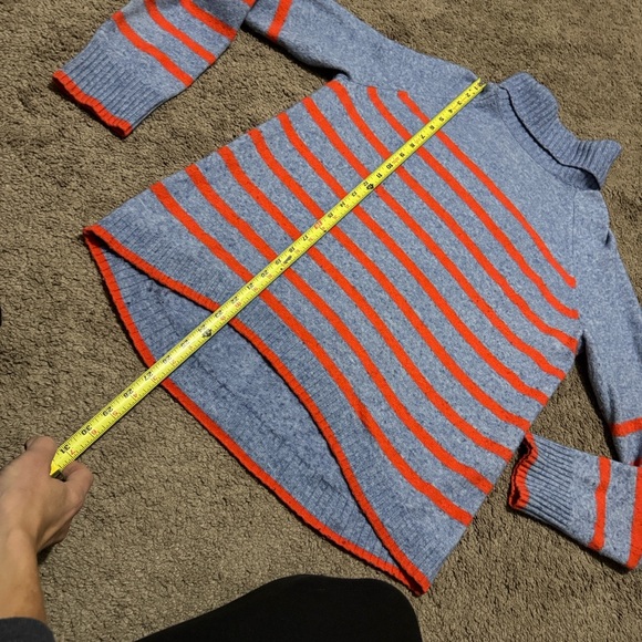 J Crew Sweater-Sz L-Tipped Turtle Neck-River/Sunset Striped-Merino/Alpaca/Poly - Picture 13 of 16